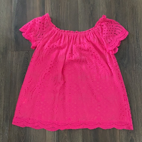 Lilly Pulitzer Pink Off the Shoulder Pink Top, Size Large - Picture 4 of 4